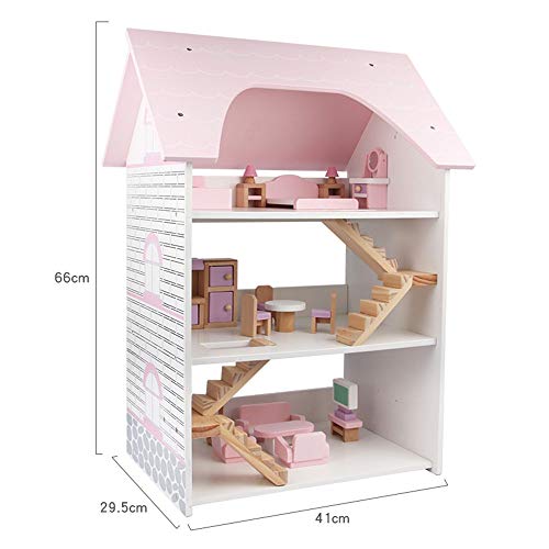 EXCLVEA Interaktives Kinderspielzeughaus Mädchen Uptown Puppenhaus mit Möbeln (Farbe : Rosa, Größe : 66x29.5x41cm) – Bild 4