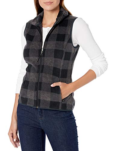 Amazon Essentials Chaleco Polar con Cremallera Completa Outerwear-Vests, Carbón Buffalo Plaid, 38-40