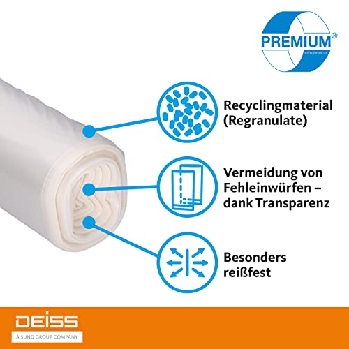 Müllsäcke DEISS PREMIUM transparent Typ 60, 120 L, 120 Liter - Typ 60, 19029