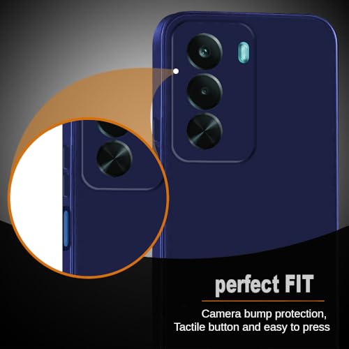 Image of Casotec Back Cover Compatible with Realme P4x 5G | Full Camera Protection | Premium Liquid Silicon Case | Flexible Bumper Case for Realme P4x 5G (Dark Blue)