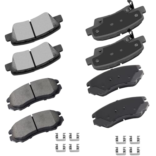 Image of cciyu D1445 D924 Brake Pads w /Hardware Front Rear Disc Brake Pad Set | Fit For Hyundai For Azera 2010-2011,For Sonata 2009-2010,For Kia For Amanti 2007-2009,For Soul 2010-2013