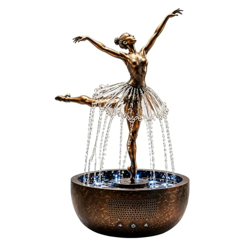 Elegant Ballerina Tabletop Water Fountain With Bluetooth Speaker,LED Lighted Flowing