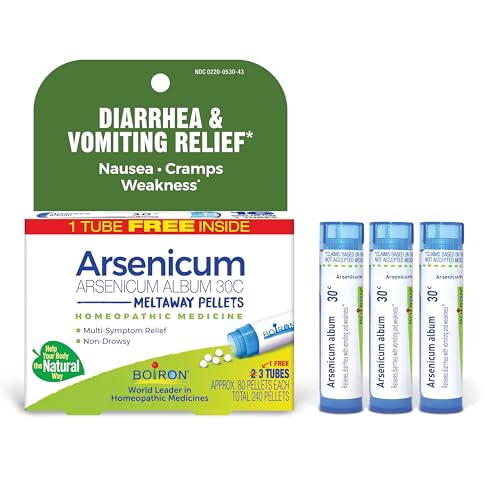 Boiron Arsenicum Album 30C Homeopathic Medicine for Relief from Diarrhea Nausea Vomiting Cramps and Travelers Diarrhea - 3 Count (240 Pellets)