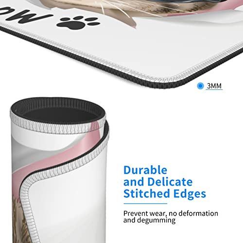 Cute Cat Mouse Pad Pretty Animal-Themed Mouse Pad With Text, Personalized Print Waterproof Mousepad Rectangle Mouse Mat Non-Slip Rubber Smooth Mousepads For Boys Girls Women Computer Laptop #TOP3