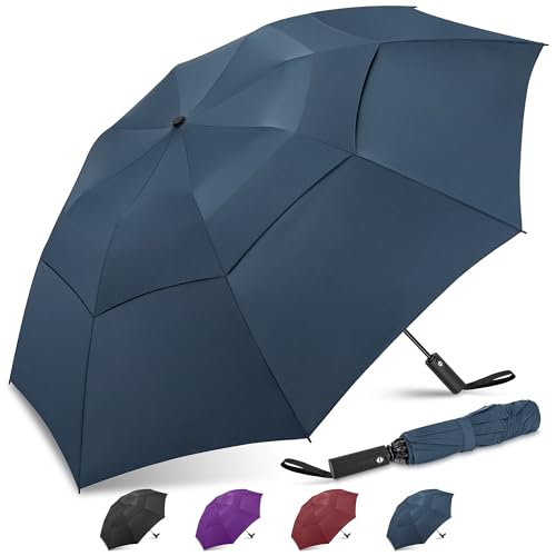 ZOMAKE Compact Golf Umbrella, 54 Inch Large Umbrellas for Rain Windproof Waterproof XL Heavy Duty Automatic Oversized Collapsible for Women Men(Navy blue)