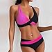 Women's 2026 Summer Color Block Bikini Set Twist Front V Neck Halter Two Piece Tummy Control Bathing Suit