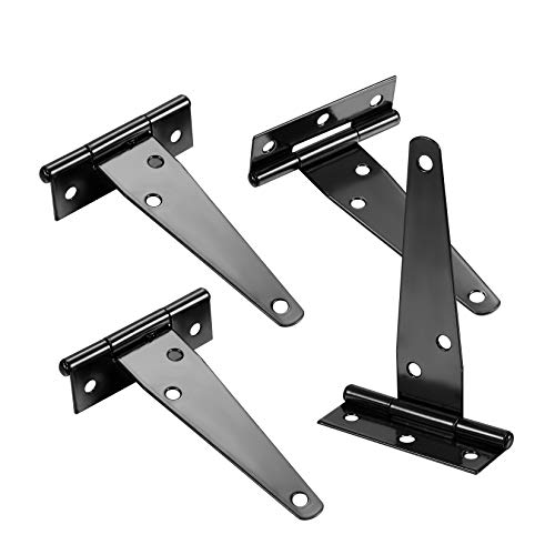 8 Pcs T-Strap Gate Hinges, Heavy Duty T Tee Shed Door Hinges, Barn Door Hardware Hinges For Wooden Fences, Yard Door, Barn Door Gates, Shed Door Gate, Heavy Dut T-Strap Hinges - 4 Inch #TOP2