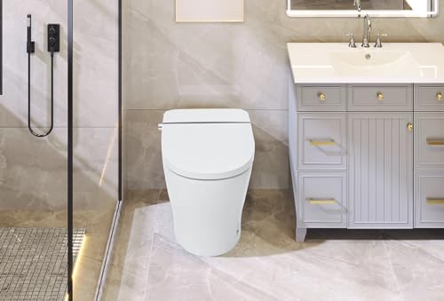 Inodoro inteligente BLUECC con asiento calefactable, sin bidé, asiento ajustable en temperatura, sensor de pie para descarga, luz nocturna, control por perilla, descarga automática miniatura 3