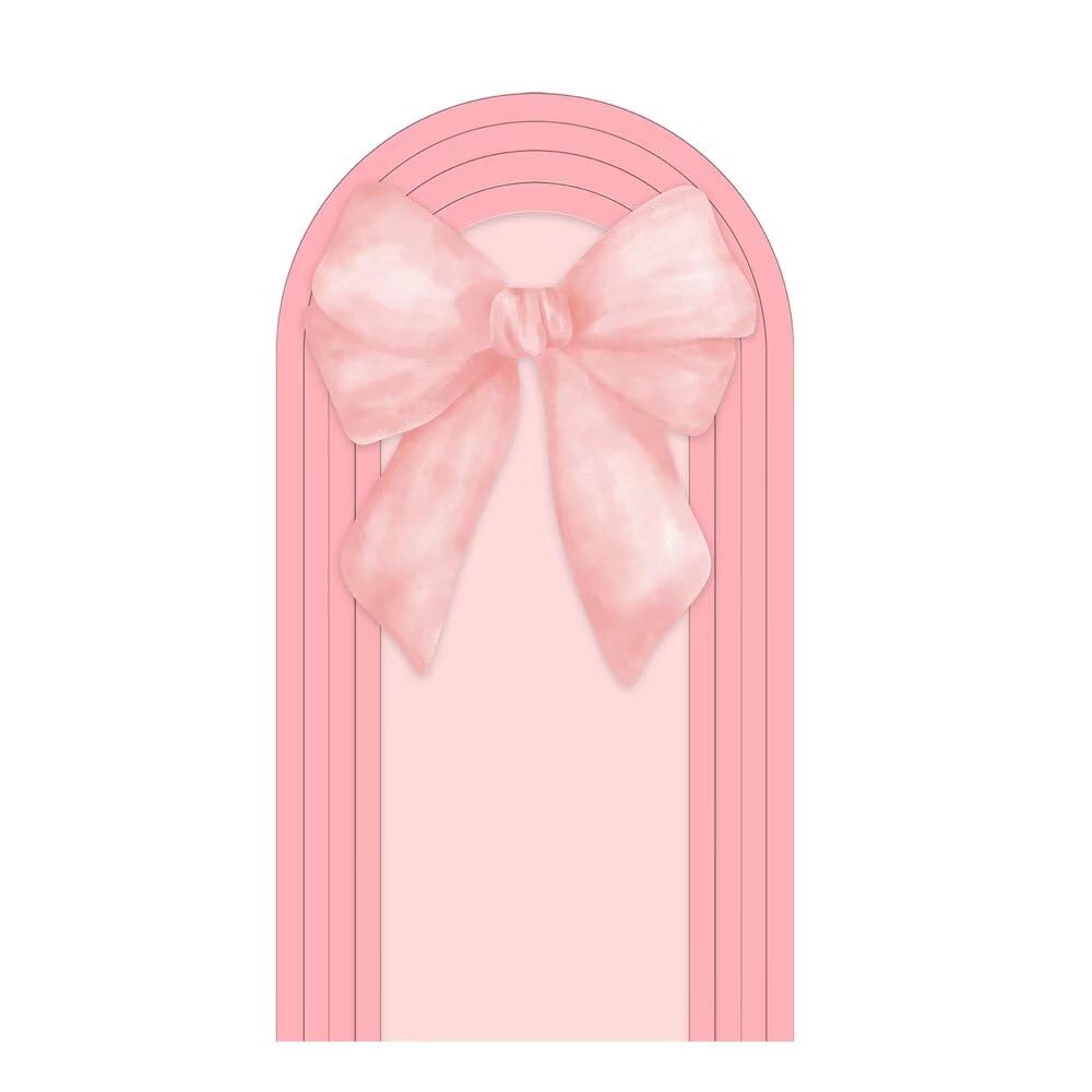 KONPON Pink Bow Arch Fabric Backdrop Covers Bowknot Theme Stretchy Arched Cover for Conquette Party Birthday Baby Shower Bachelorette Party Supplies (
