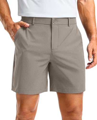 Soothfeel Men's Casual Shorts 5/7/9 Inch Golf Dress Shorts for Men Flat Front Work Lightweight Quick Dry with 4 Pockets Stone_Grey-L7_W28