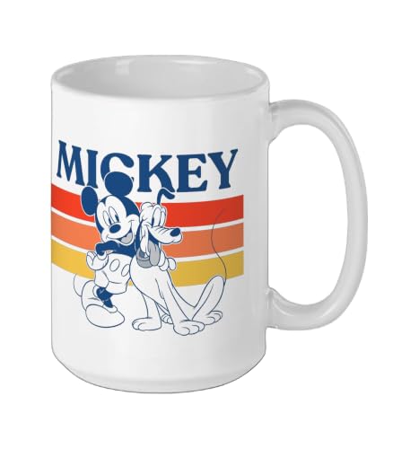 Disney Mickey And Friends Mickey And Pluto Retro Line Ceramic Mug, White, 15oz by Disney - Used condition - Image 2