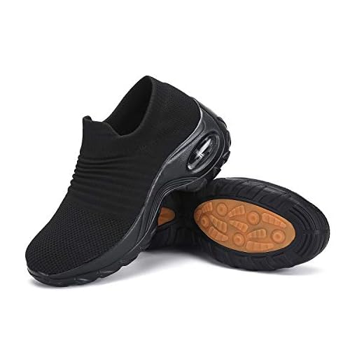 Mishansha Damer Slip on Air Walking skor halkfria lätta bekväma dämpning löparskor, storlek 35–42 EU, Svart A - 39 EU