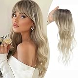 PANEWAY Mini Base Hair Topper with 360° Cover Wavy Bangs Hair Clip on bangs for women Synthetic Hair Pieces Fluffy Fake Bangs for Daily Wear (2.5