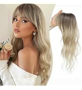 PANEWAY Clip in Bangs with Hair Topper 360° Cover Wavy Bangs Hair Clip on bangs for women Synthet...
