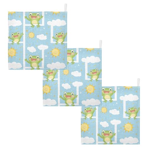 vvfelixl Cute Frog Open Sun Baby Burp Cloths Baby Muslin Washcloths for Boys Girls Cotton Babys Face Towel for Newborn Infants Soft and Absorbent 11.8 X 11.8 in, 5 Pack2