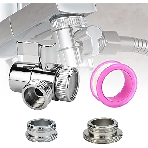 ANTHYTA Shower Attachment for Bath Taps,3-Way Shower Diverter Valve,Sink Faucet Splitter with M22 X M24/M28 Shower Head Adapter for Kitchen,Bathroom Sink Cover