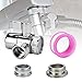 ANTHYTA 6 Pezzi Set di 3 Vie Valvola Deviatore Doccia in Ottone Deviatore Rame Cromato Lucido Rubinetto Valvola Adattatrice a T con Accessori eAdattatore M22 X M24 Valvola Deviatore Rubinetto Cucina