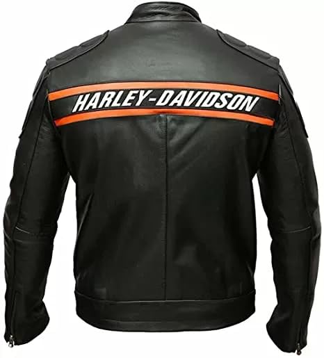 Men's Harley Biker Leather Jacket - Bill Goldberg Motorcycle Genuine Black Real Leather Jacket3