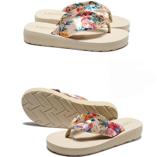 Flip-flops, satin slippers, thick-soled flip-flops, mid-slope sandals, fashionable casual vacation shoes, three colors optional,
