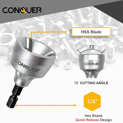 image for CONQUER HSS Deburring Chamfer Tool for Metal – External Burr Remover