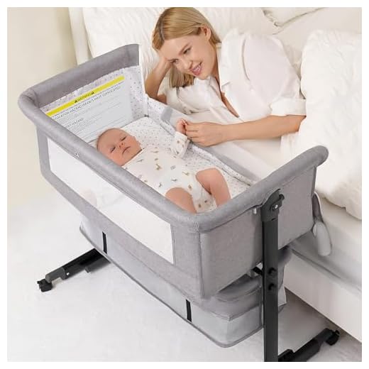 Baby Bassinet, 3 in 1 Bassinets Bedside Sleeper, Adjustable Height Bedside Sleeper with Rocking Mode, Breathable Mesh, Storage Basket, Wheels, Easy Assemble & Folding (Gray)