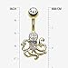 FIFTH CUE 14G Crystal Paved Octopus 316L Surgical Steel Naval Belly Button Ring (Gold)