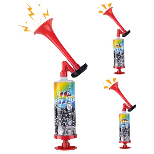 Srvauyea 3 Stück Air Horn, Handheld Luftdruck Fanfare Pumpe, Handgeführte Signalhorn, Manuelle Stadion-Trompete, Druckluftfanfare mit Pumpe, Druckluft Hupe für Fußballfans, Geburtstagsfeiern, Sports