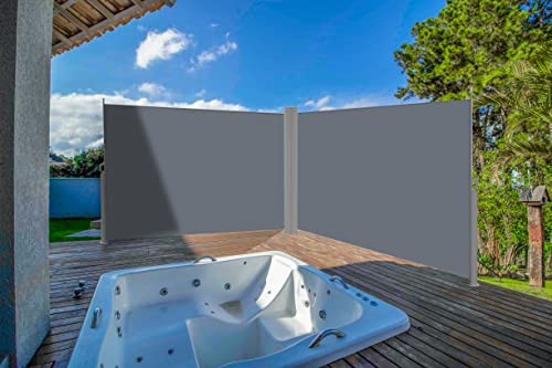 Zlinke CLP 276 Inch X 63 Inch Double Retractable Side Awning,Waterproof & Uv-Resistant,Folding Privacy Screen Room Divider Roll Up Balcony(Grey) thumb #5