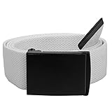 Gelante Fully Adjustable Canvas Web Belt with Black Flip Top Buckle 50'' Long 2053-White