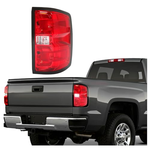 HECASA Tail Light Compatible with 2014-2018 Chevy Silverado 1500 2500 3500 HD GMC Sierra 3500 HD Dually Models Replacement for GM2801261 23141275 Tail Lamp Passenger Side - Red Lens Chrome Housing by HECASA - Used condition - US$28.73
