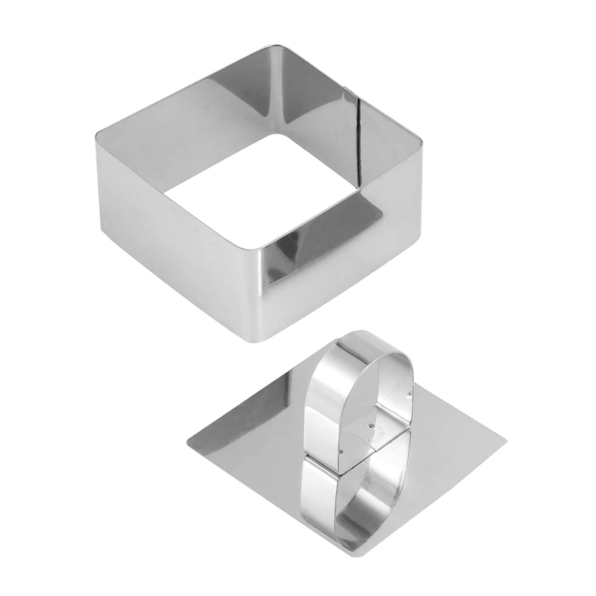 HOLIDYOYO 2 Pcs Square Mousse Ring Stainless Steel Baking Tool with Pushing Plate for Cookies Chocolate Cakes Fondant Easy to Clean Home Professional Use