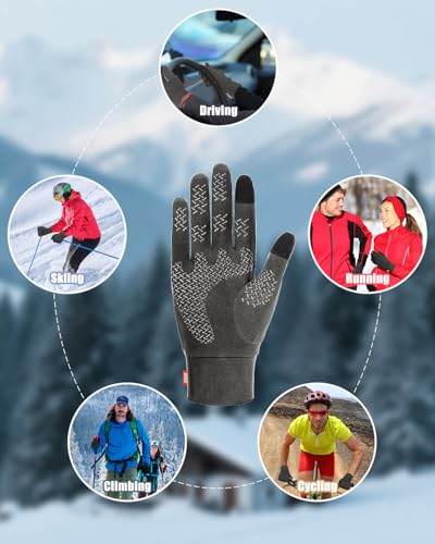 Image of Aegend Lightweight Winter Gloves for Men Women, Warm Running Gloves Touchscreen Thermal Glove Liners for Cold Weather Driving, Cycling & Hiking, Non-Slip, Elastic Cuff, Stretchy, Durable