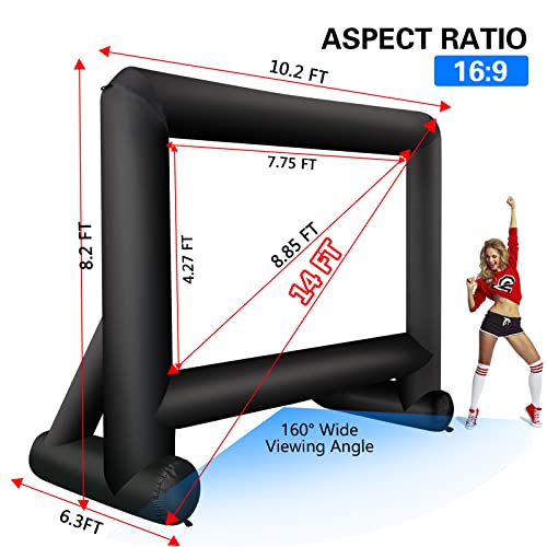 GZKYYLEGS 14 Feet Indoor and Outdoor Inflatable Blow up Mega Movie Projector Screen with Carry Bag for Front and Rear Projection by GZKYYLEGS - Used condition - Image 6