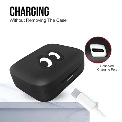 Image of Soft Silicone Case Cover Compatible for Realme Buds Air 7 | 7 Pro (Black Eye)
