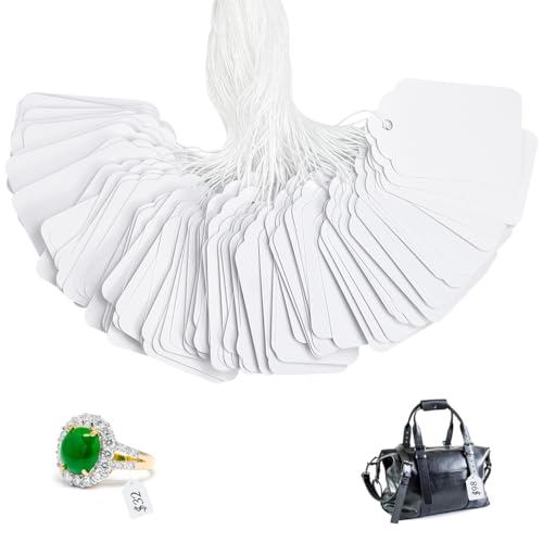 NAROSEBE 600 Pz Etichette Prezzi Cartellino Piccolo 45*28mm Cartellini del Prezzi con Cordino Etichette Regalo Etichette di Carta Bianco Gioielli Prezzo Tag per Regalo Abbigliamento Gioielli Fai Da Te
