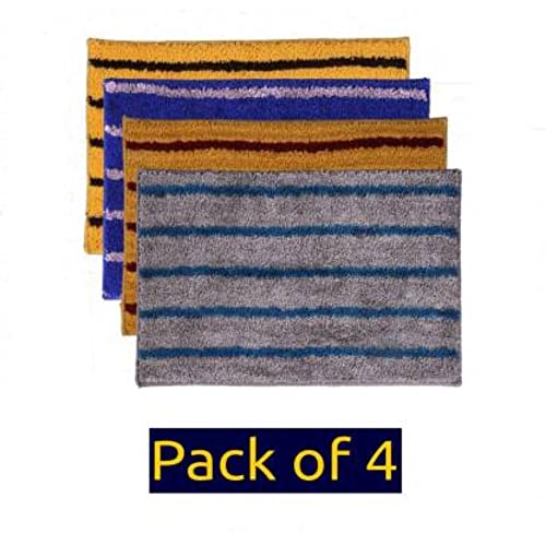 Image of Anti Skid Doormats for Home and Office Entrance Living Room and Bathroom Mats | Entrance Door Mats for Home and Office Entryway. (Pack of 4 (Line Grey-Yellow-Blue-Yellow), 16x24)