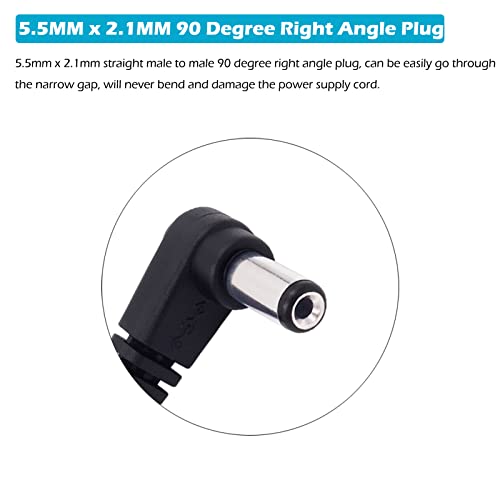 Cable CC macho a macho 5.5x2.1mm recto a ángulo recto de Fancasee de 2 piezas 2