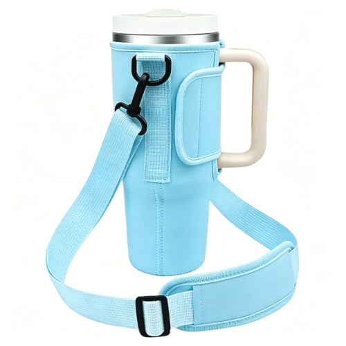 Image of ZIBUYU BrandName 40 oz Water Bottle Carrier Pouch Compatible with 40oz Bottles, Waterproof Water Bottle Holder with Adjustable Shoulder Strap, dust Resistant Travel Carrier Bag for Hiking, Camping,