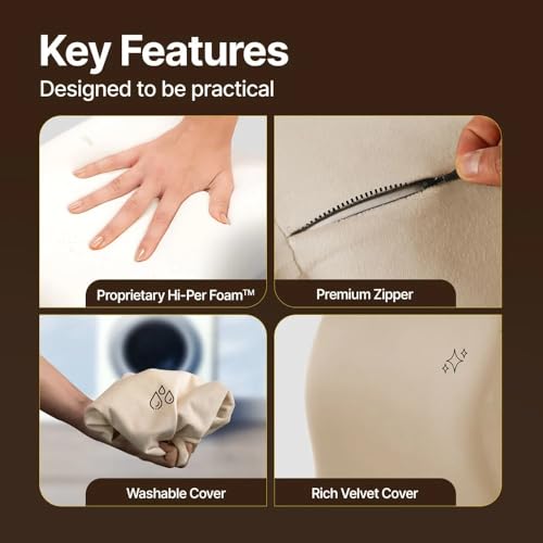 Image of Frido Ultimate Car Neck Rest Pillow| Ultrasoft Pillow for Comfortable Rides | Superior Neck Support Cushion | Relieves Neck Pain | Hi-Per Foam Head Rest Pillow with Washable Velvet Cover | Beige