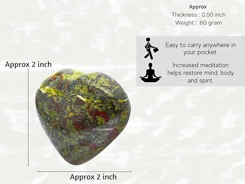 Image of Crystal Heaven Certified Dragon Bloodstone Heart Palm Pebbles Stones For Anxiety Stress Relief Massage-Aaa Grade Original Healing Gemstone Agate Heart Palm Stone For Yoga Meditation Spiritual