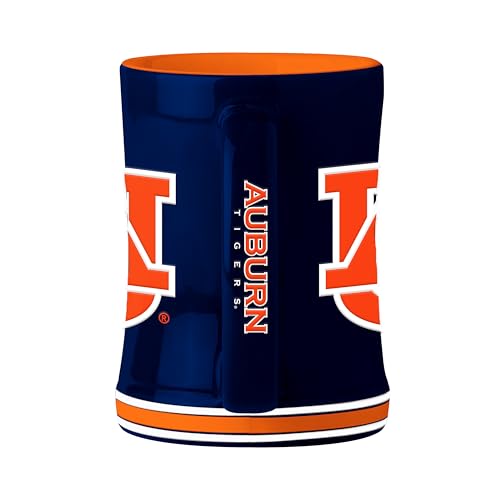 Image of Logo Brands NCAA Auburn Tigers 14oz Ceramic Relief Coffee Mug - Officially Licensed Mug, Sculpted 3D Logo and Team Colors - Comfortable Handle and Glossy Finish for College Sports Fans
