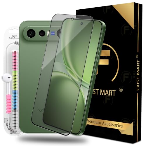 Image of FIRST MART Matte Anti-Glare Tempered Glass for Vivo X300 FE With Installation Kit | Military-Grade Gaming Screen Protector & Cable Guard | Edge to Edge Coverage | Black