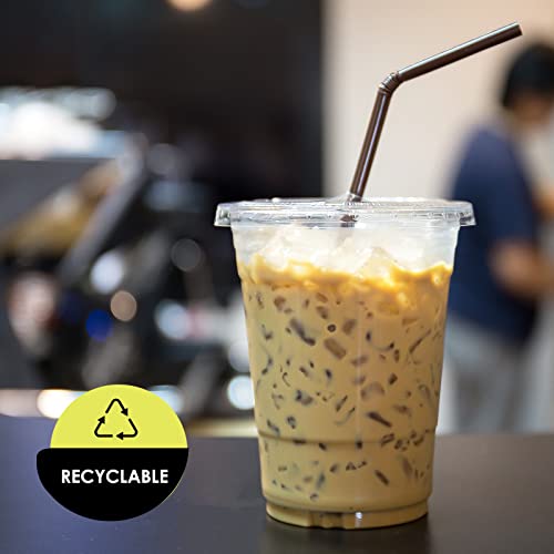 image for PAMI Clear Plastic Flat Lids with Straw Slot for 16 Oz Cups [Pack of 1