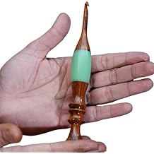 Wooden Crochet Hooks Green Resin epoxy & Wood Mix Crochet Hooks Ergonomic Soft Handle Needles Knit Weave Craft Yarn Different Size, Crochet Hooks Set of 12 mm