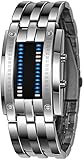 Bluelander Reloj para Hombre LED, Binario, Pantalla Azul, Reloj Digital de Acero Inoxidable, Impermeable 30 Metros,...