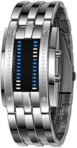 Opiniones de Reloj de Pulso para Hombre al mejor precio. 45 Bluelander Reloj para Hombre LED, Binario, Pantalla Azul, Reloj Digital de Acero Inoxidable, Impermeable 30 Metros, Multifunción, Cómodo con Cierre de Broche Mariposa,...