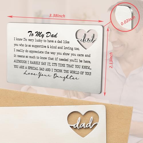 Image of YODOCAMP Dad Appreciation Wallet Card, Thank You Gift from Daughter, Encouraging Greeting Card for Father, Everyday Reminder of Love and Gratitude, Pocket Size Message Card QBK18