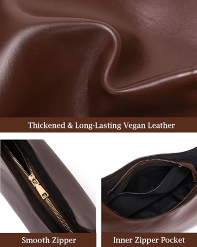 Bolso Hobo de Cuero Vegano para Mujer, Mediano, con Cierre miniatura 5
