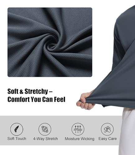 ZITY 3 Pack Long Sleeve Polo Shirts for Men with Pocket Moisture Wicking Outdoor Workwear Office Casual Collared Shirts Fall3