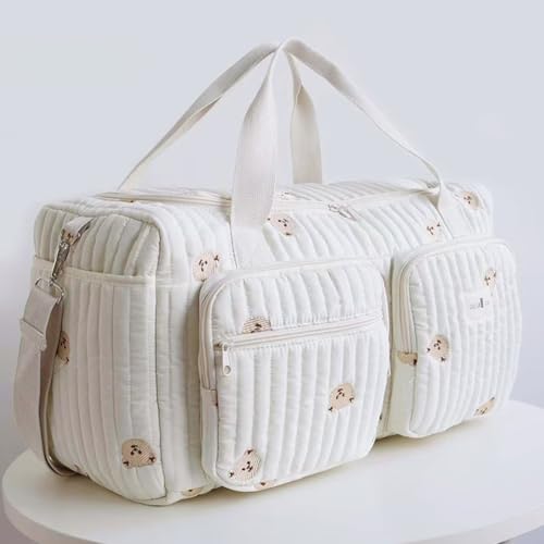 Bolso de maternidad todo en uno para mamá - Ligero - Acolchado - Gran bolso cambiador multifuncional para la maternidad y el cambio de bebé para el hospital y el fin de semana, oso - imagen 9